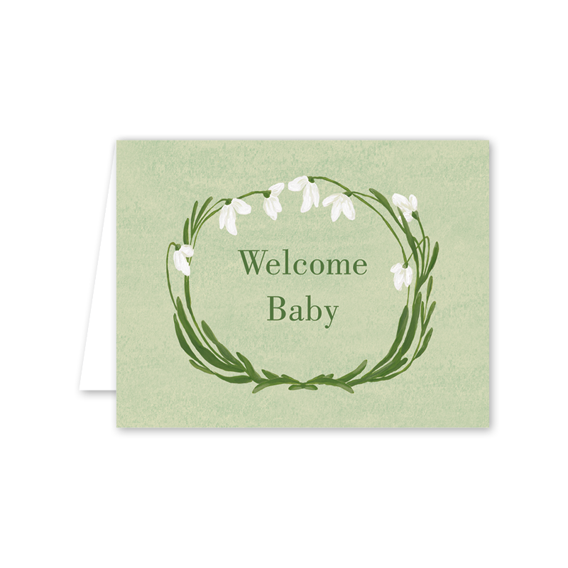 Snowdrop Meadow Baby Green: Single Card