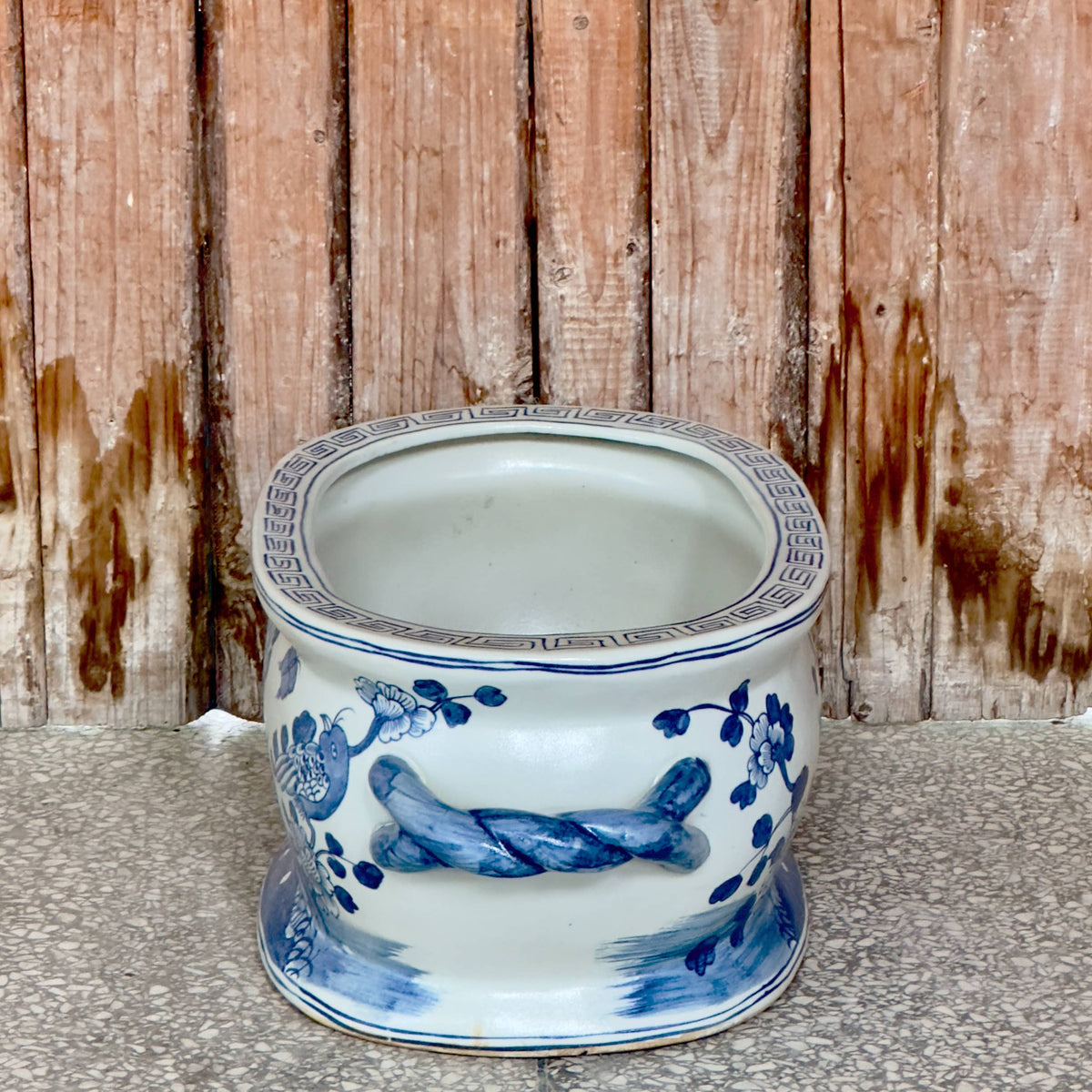 Blue and White Bird and Flower Porcelain Oval Compote
