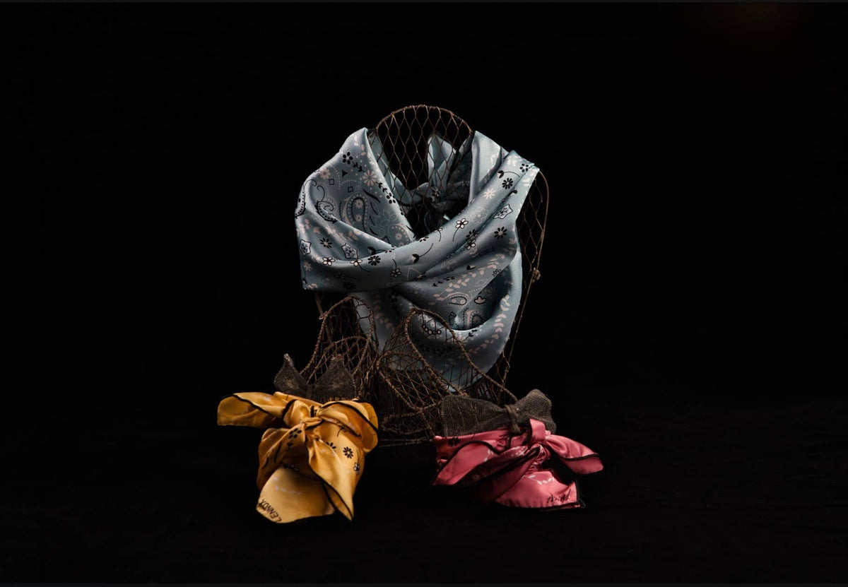 Mulberry Silk Paisley Bandana -Double-Sided Scarf