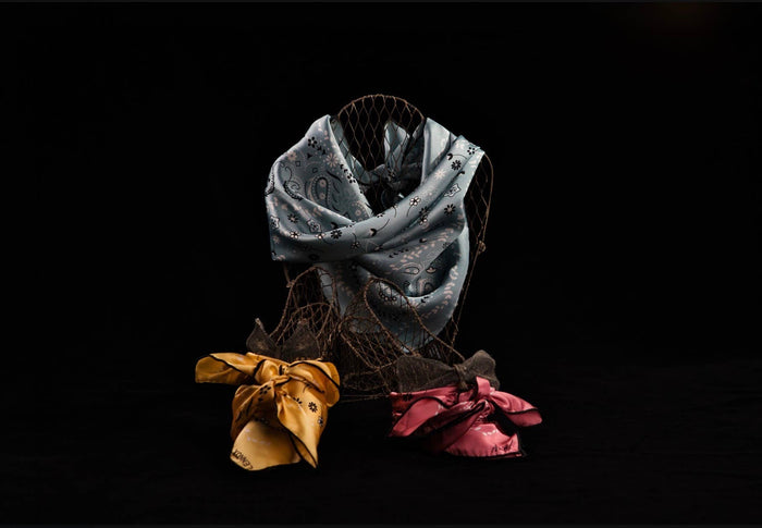 Mulberry Silk Paisley Bandana -Double-Sided Scarf