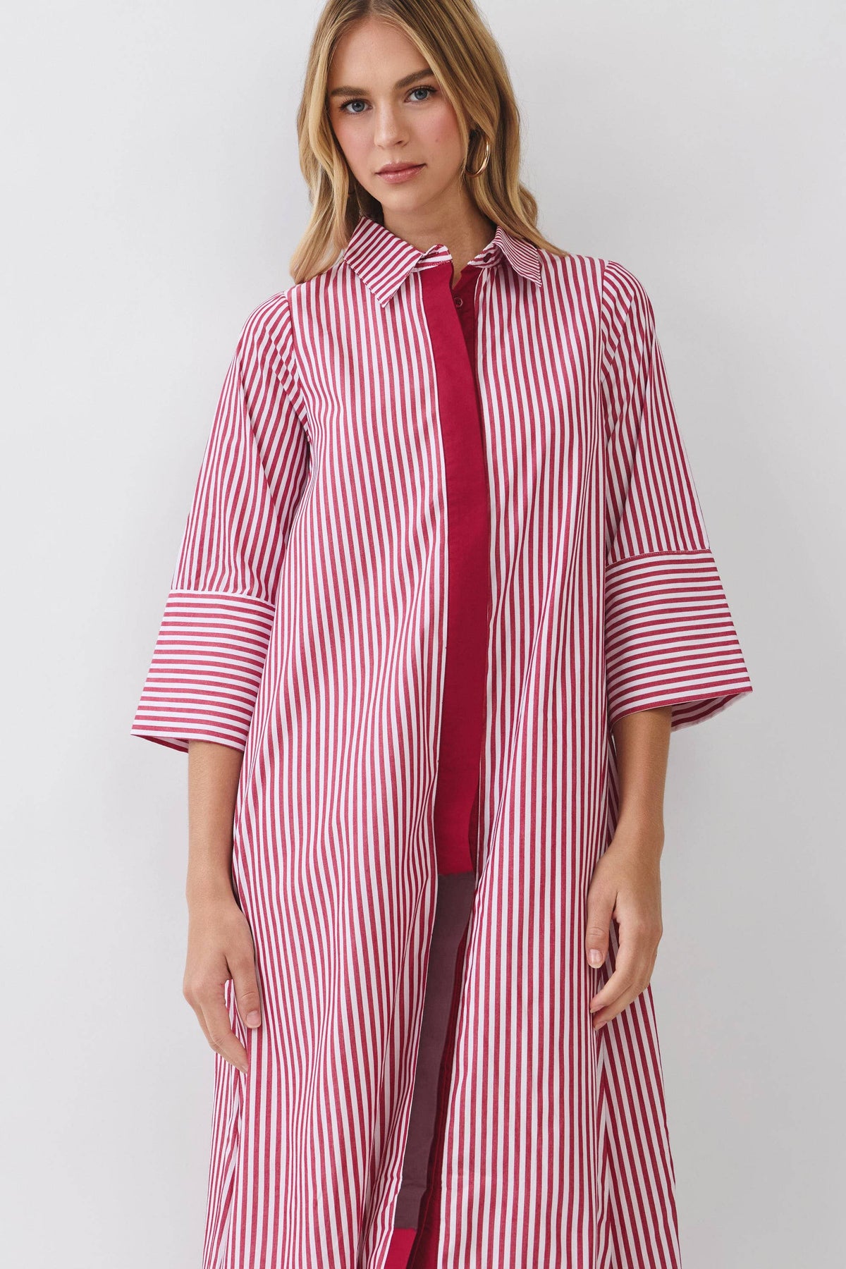 Stripe Collar Crimson Caftan