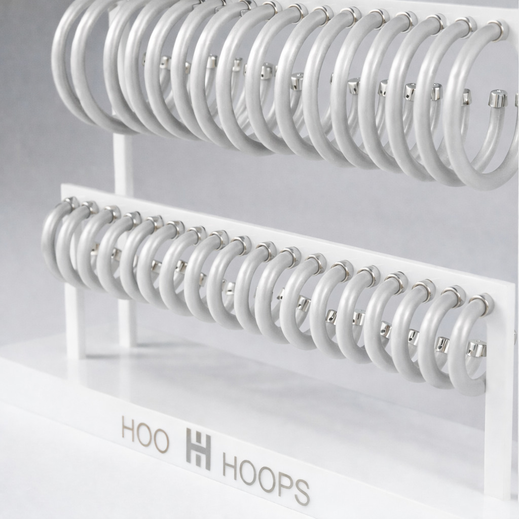 Brushed Silver Lightweight Acrylic Hoop Earrings: Small