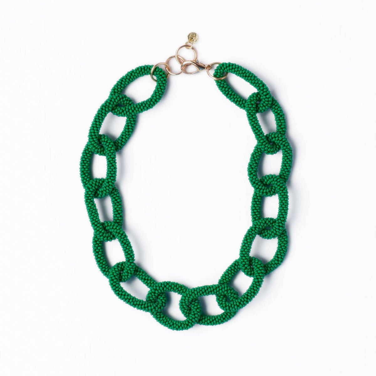 Jenna Chain Link Beaded Necklace Kelly Green
