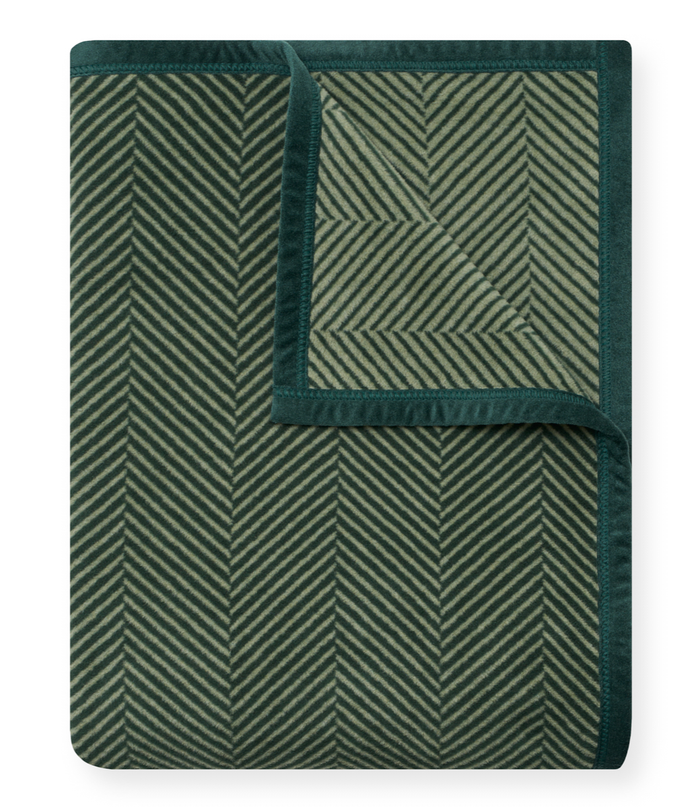 Harborview Herringbone Forest Green Blanket: Original