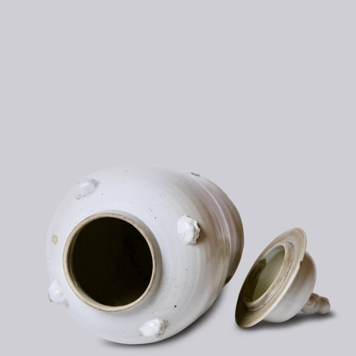 Rustic White Porcelain Temple Jar