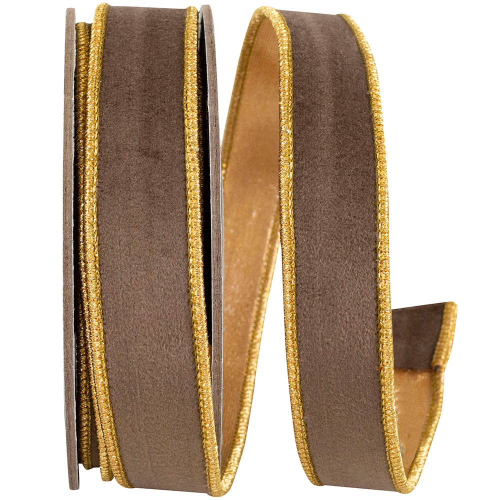 Velvet Touch Deluxe Metallic, Brown/gold, 1 In, 5 Yards