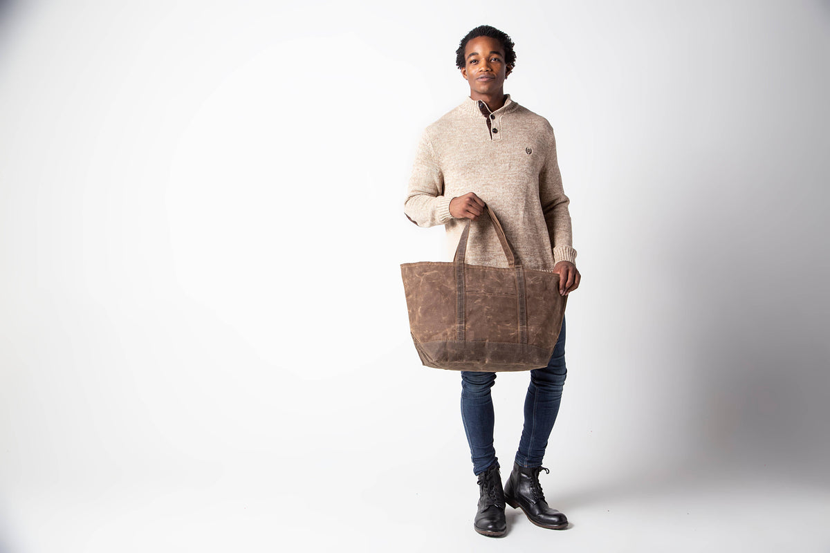 Waxed Large Classic Tote: Olive