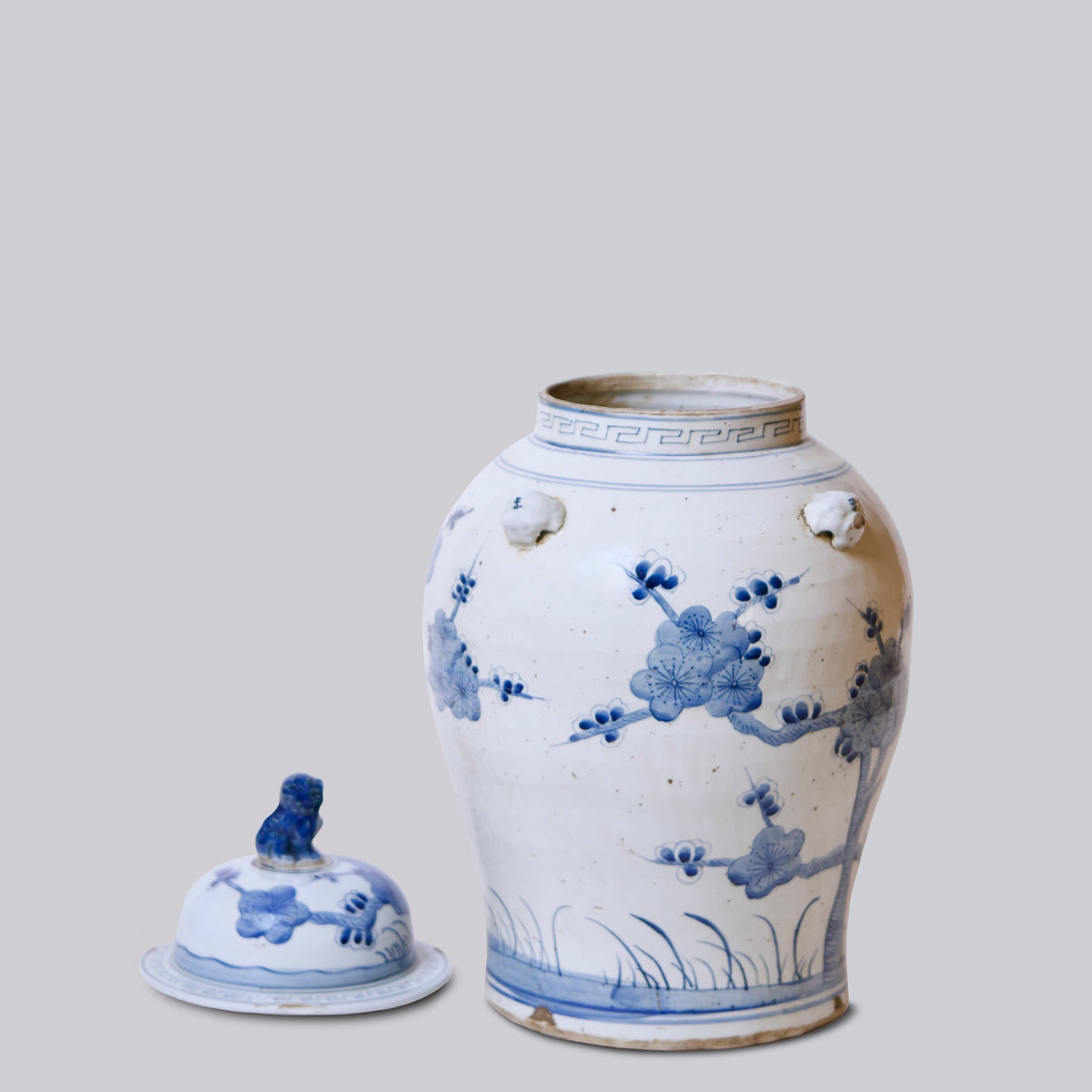 Blossoms Blue and White Porcelain Temple Jar