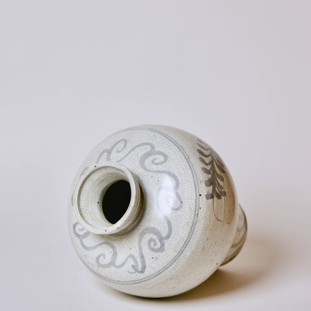 Rustic Blue and White Porcelain Amphora Vase