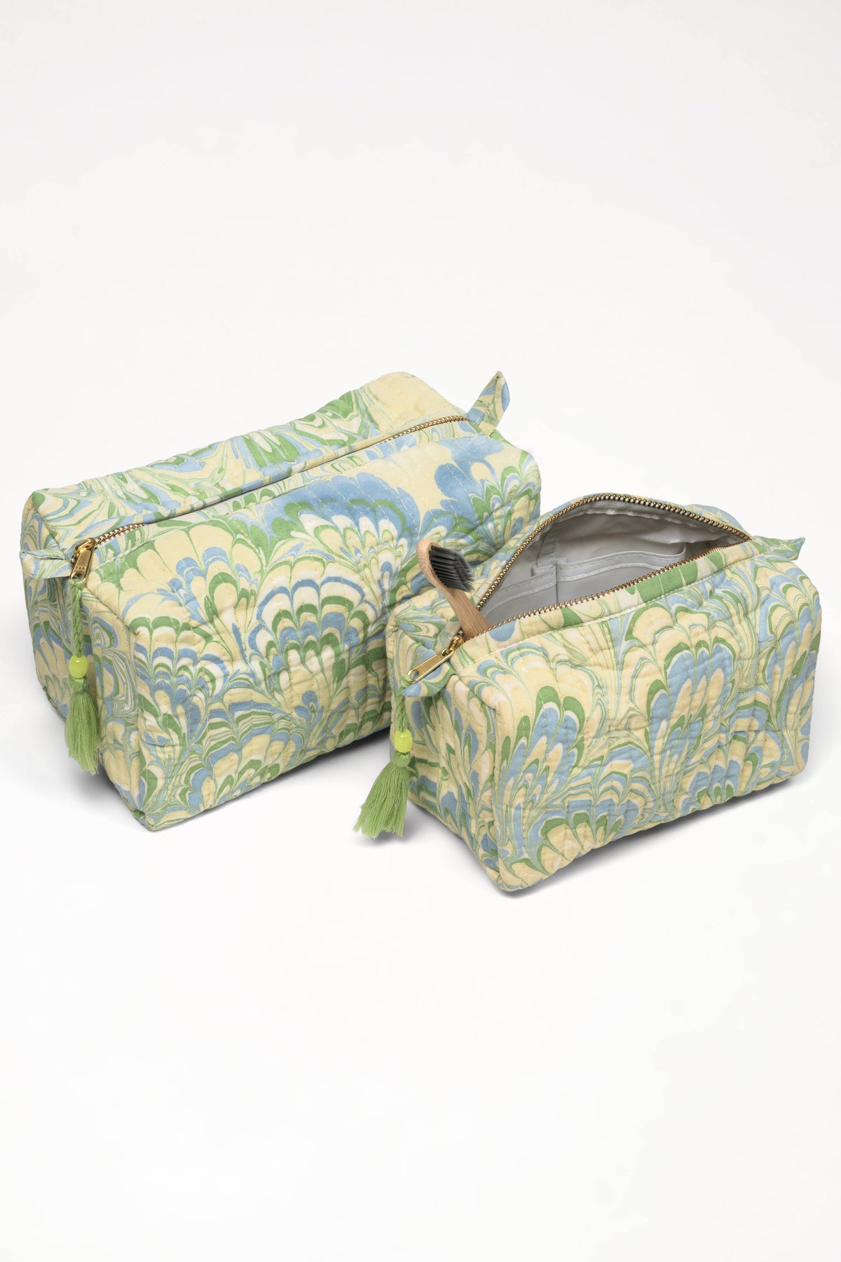 Seaglass Peacock Hand-Marbled Cosmetic Bag
