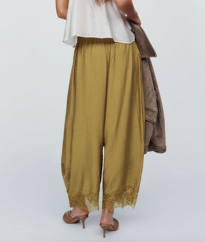 Martini Lace Hem Wide Leg Pants