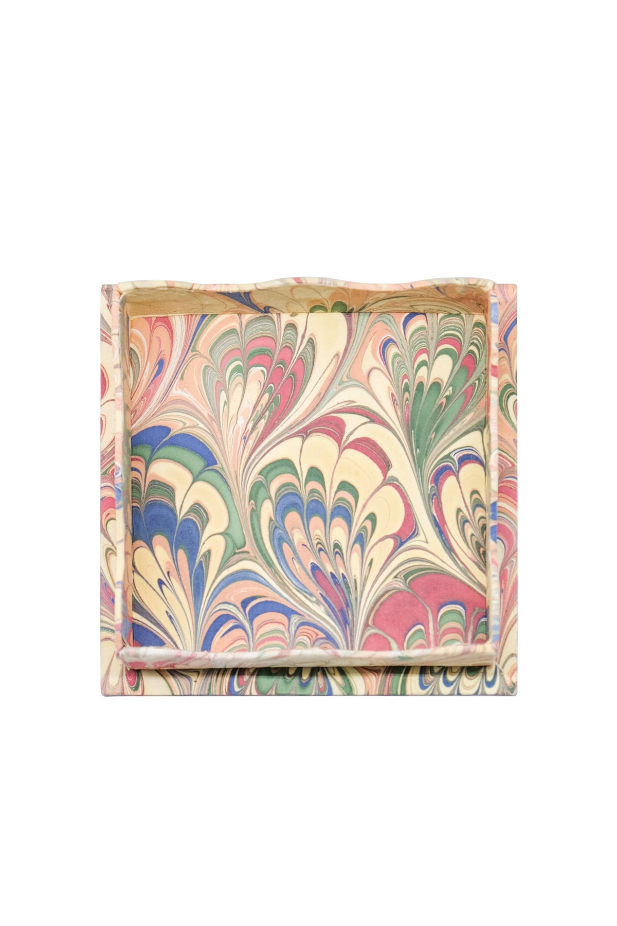 Nesting Scalloped Hand-Marbled Trays