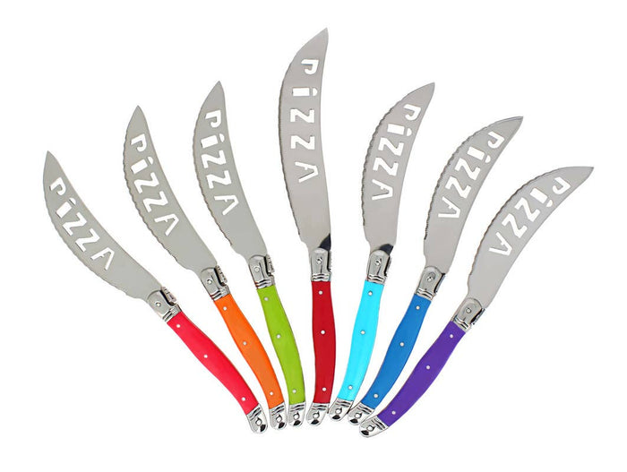 French Home 7 Piece Laguiole Pizza Knife Set, Rainbow Colors