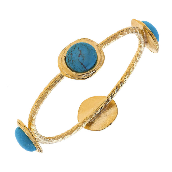 Turquoise + Gold Bangle Bracelet