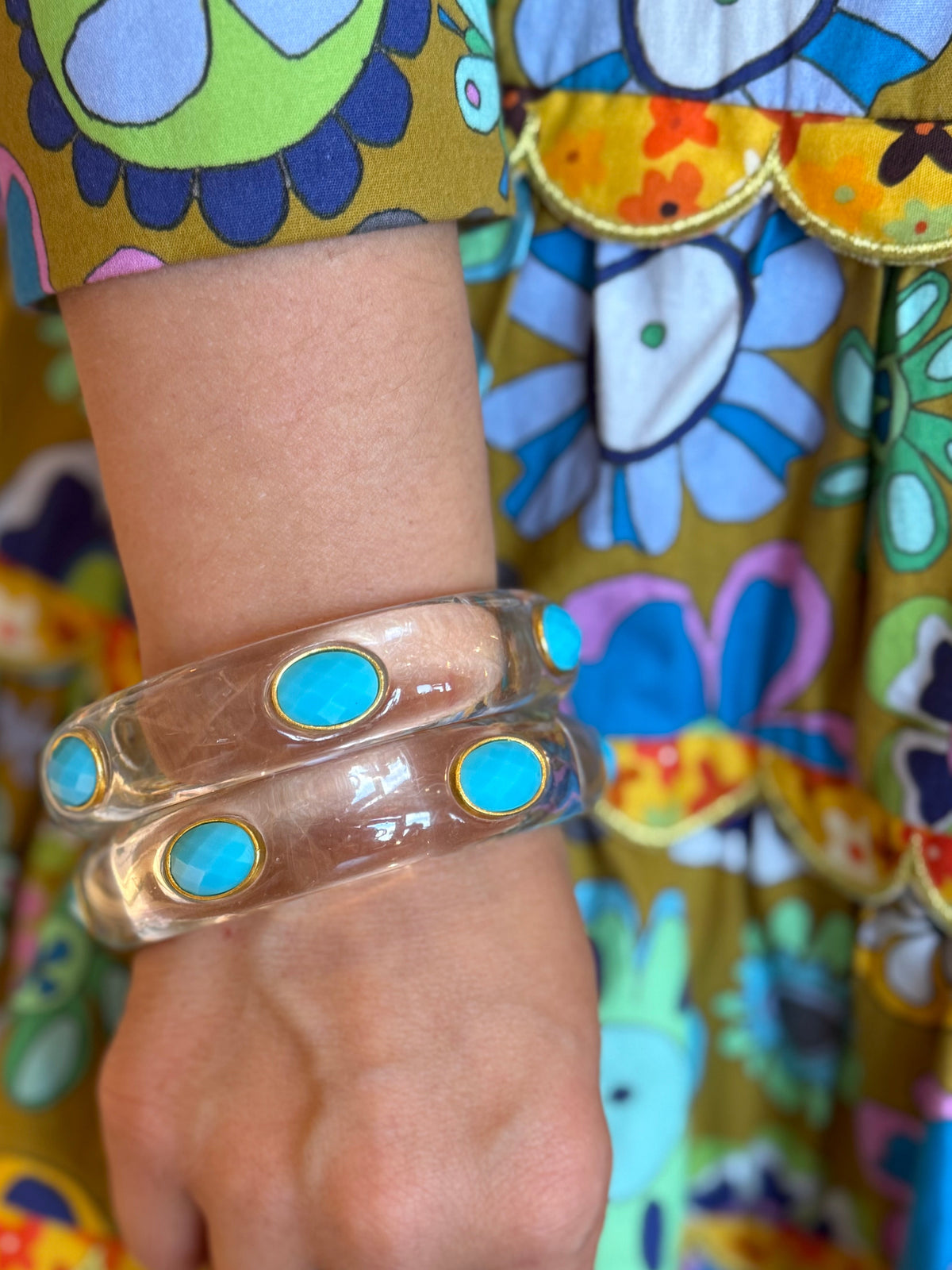 Clear Turquoise Jane Bangle