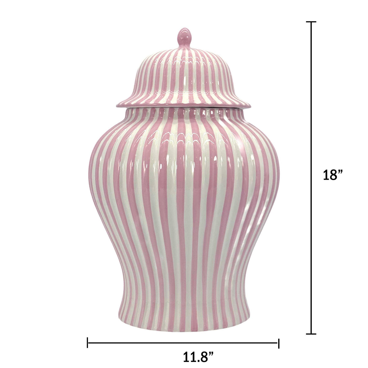 Pink & White Candy Cane Striped Ceramic Vase 18"