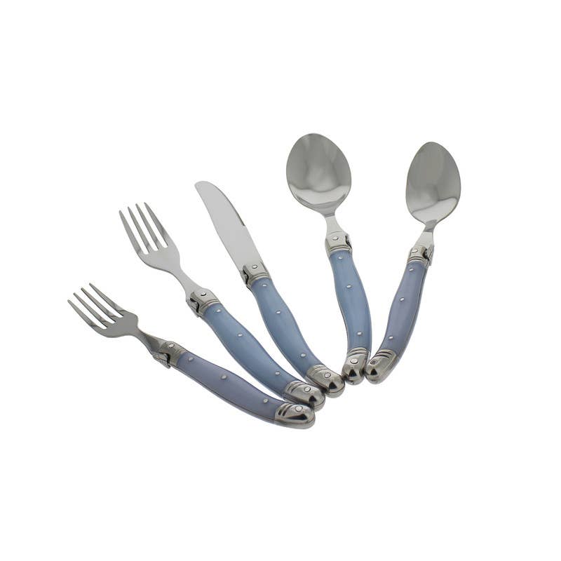 Laguiole 20-Piece Stainless Steel Flatware Set, Ice Blue