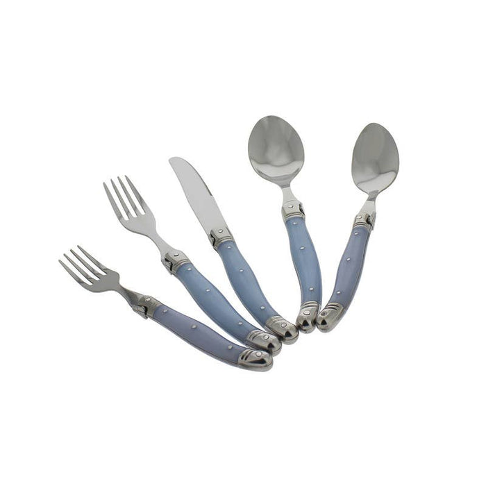 Laguiole 20-Piece Stainless Steel Flatware Set, Ice Blue