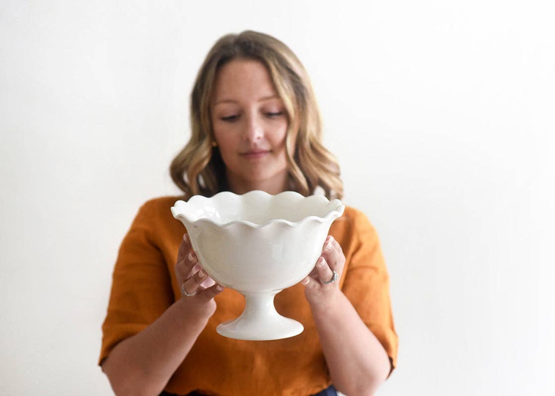 Signature White Ruffle Trifle Bowl