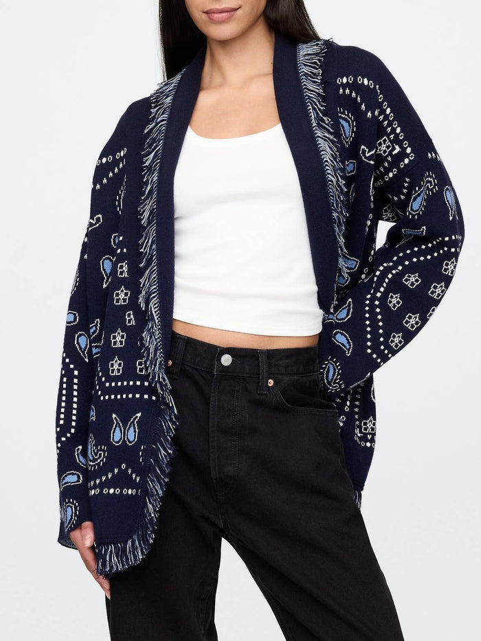 Oversized Paisley Floral Cardigan