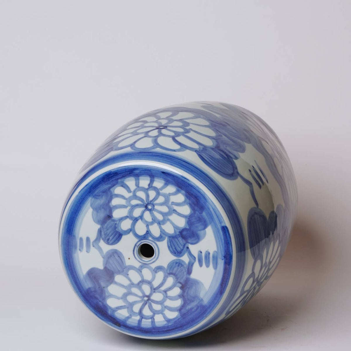 Hand Painted Floral Blue and White Porcelain Garden Seat