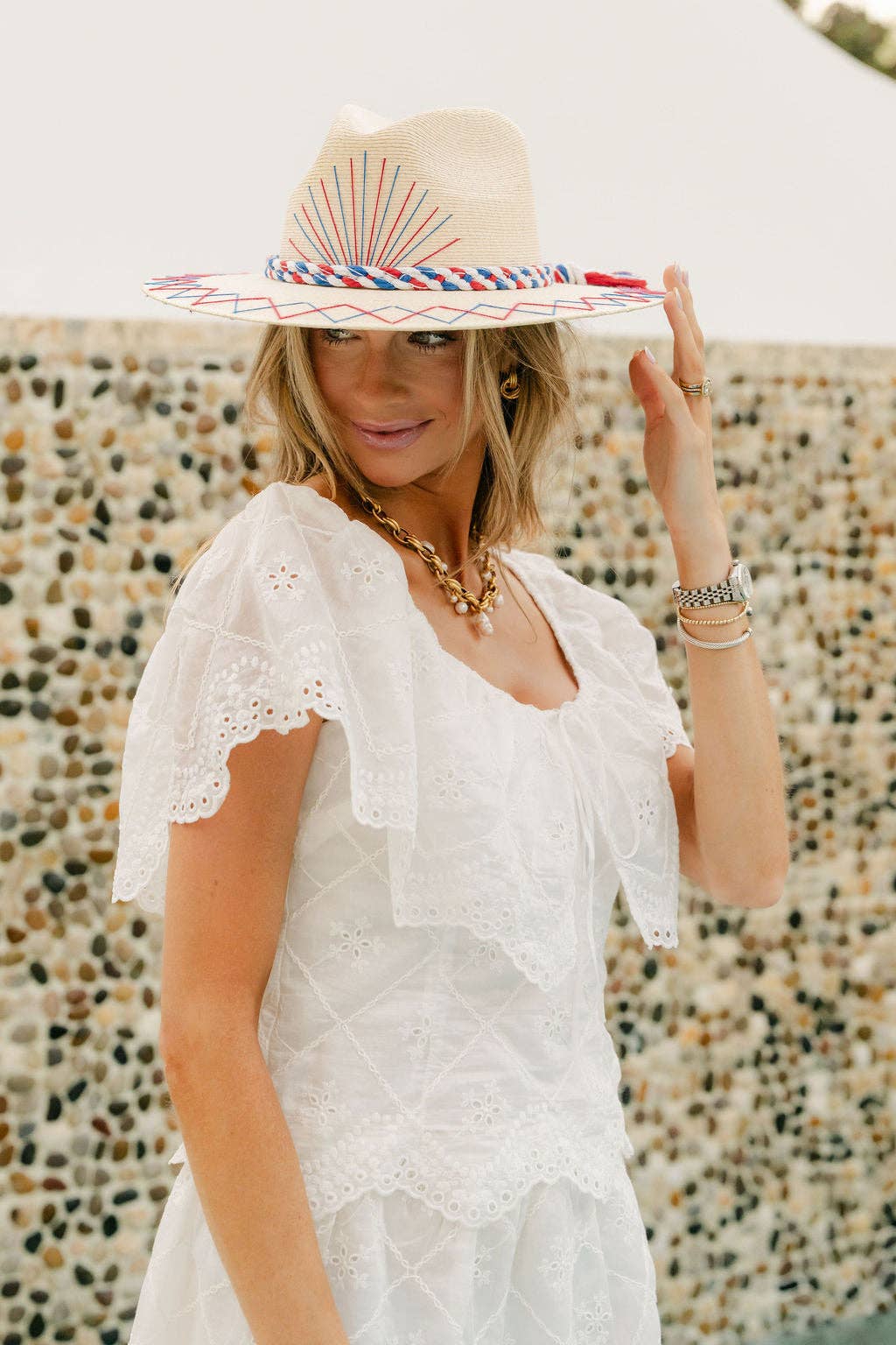 White Palm Patriotic Hat