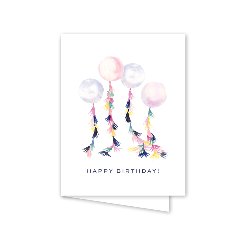 Tasseled Balloons Birthday: Single Card
