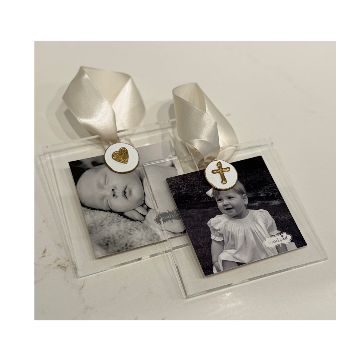 Gold Acrylic Cross Picture Frame Ornament