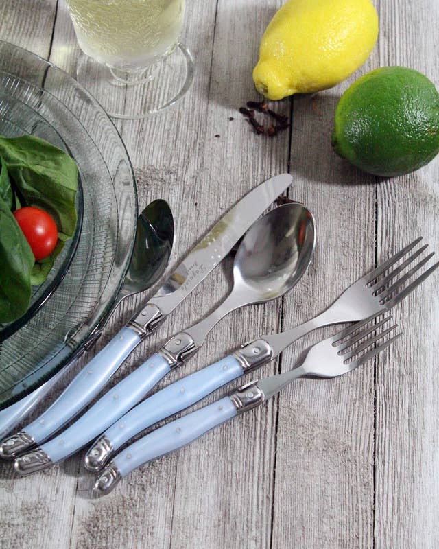 Laguiole 20-Piece Stainless Steel Flatware Set, Ice Blue
