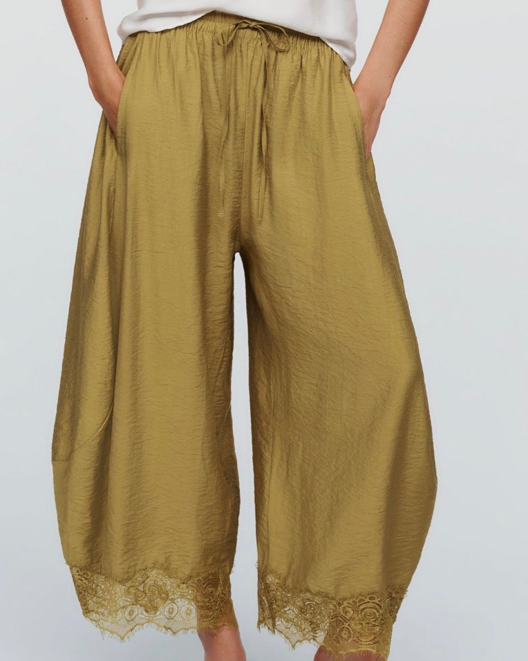 Martini Lace Hem Wide Leg Pants