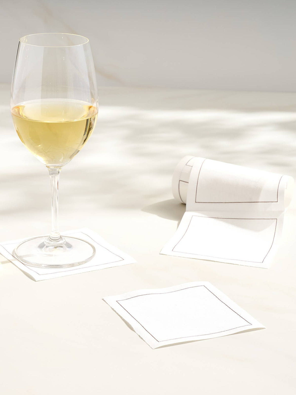 Cotton Cocktail Napkin Roll: White Rabbit