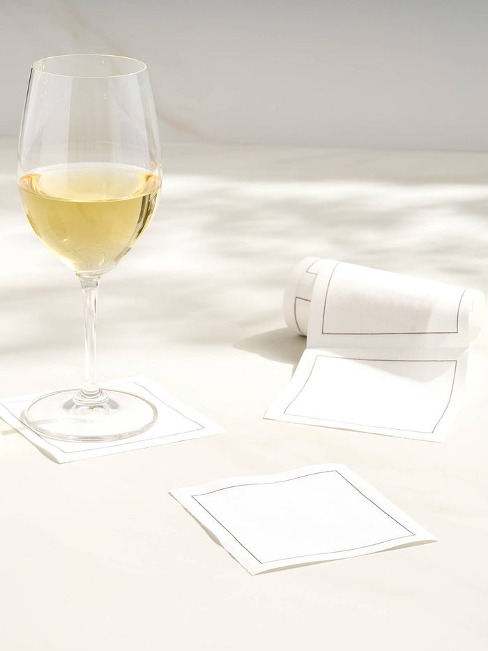 Cotton Cocktail Napkin Roll: White Rabbit