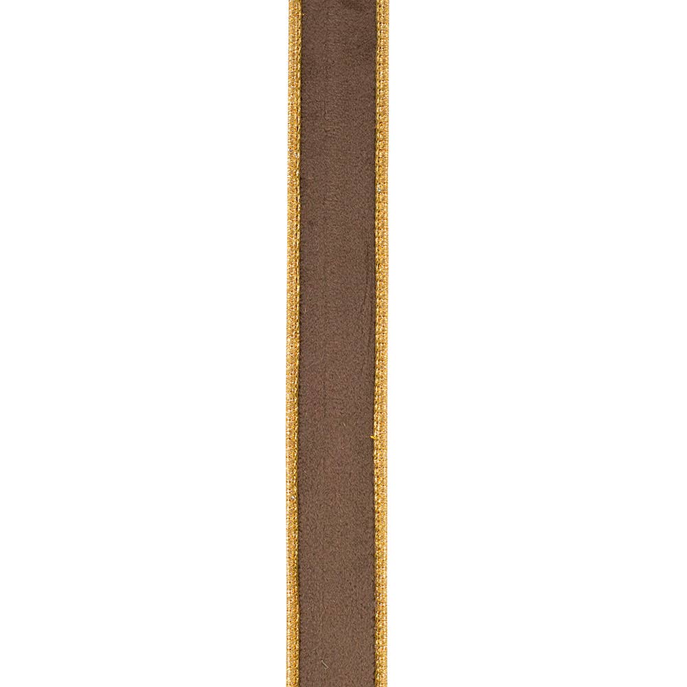 Velvet Touch Deluxe Metallic, Brown/gold, 1 In, 5 Yards