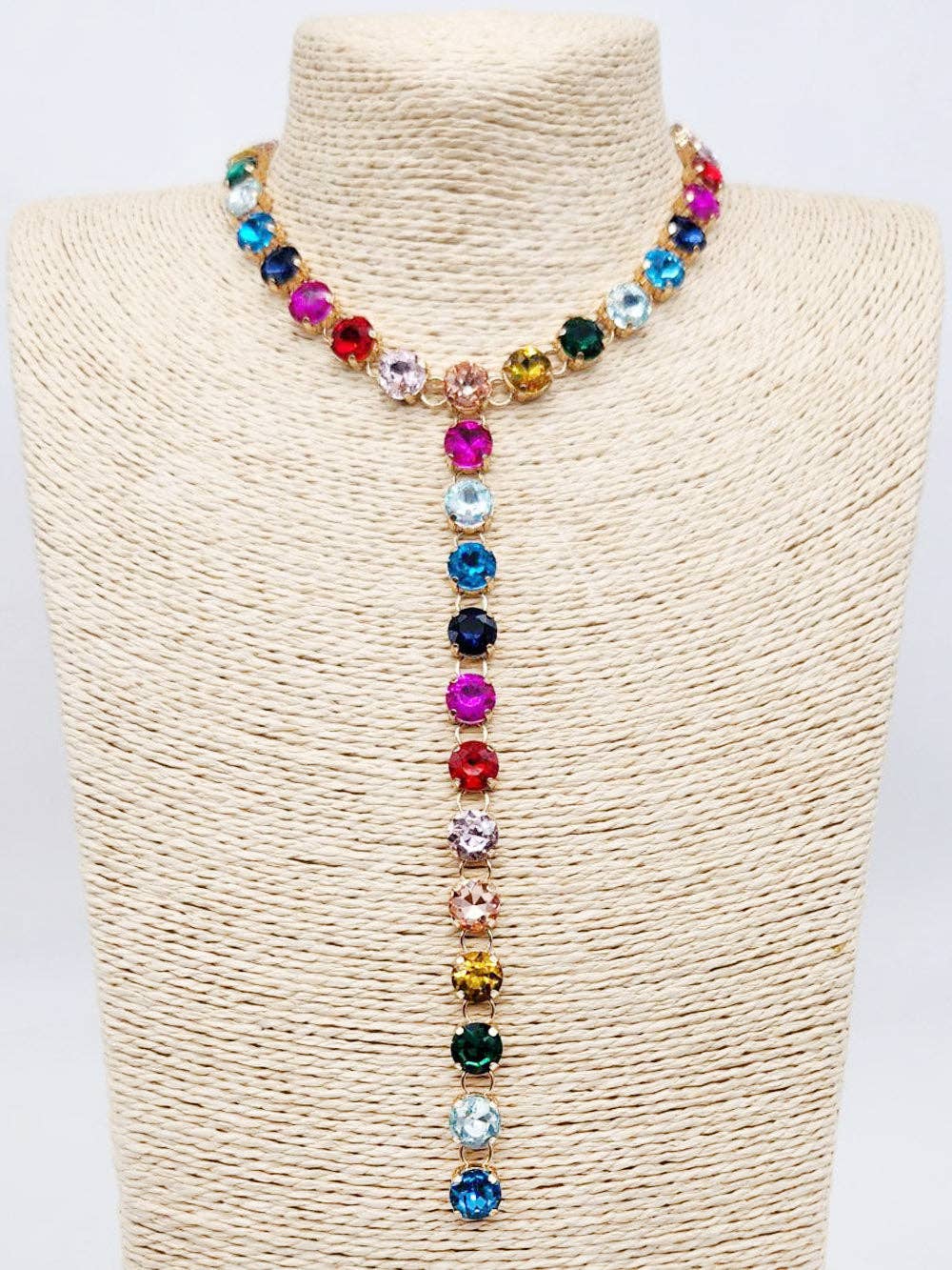 Multi Crystal Drop 20” Necklace