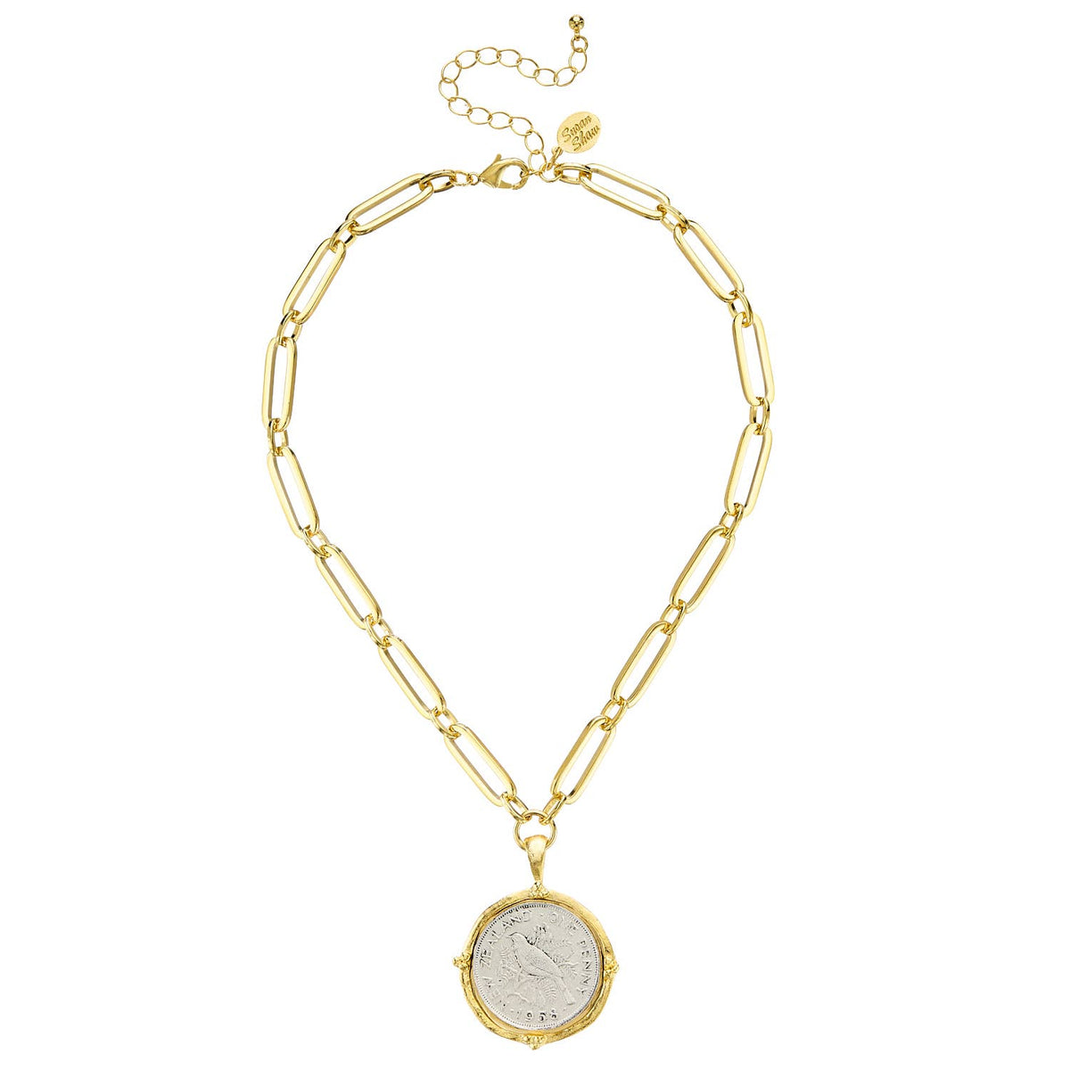 Bird Coin Paperclip Necklace