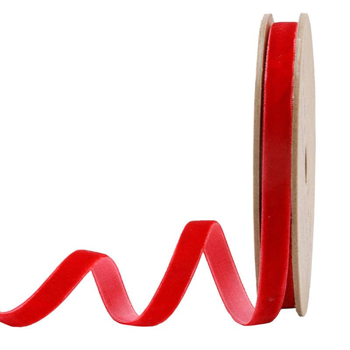 23 Colors | 3/8" Velvet Ribbon | 10 Yard Roll: Scarlet