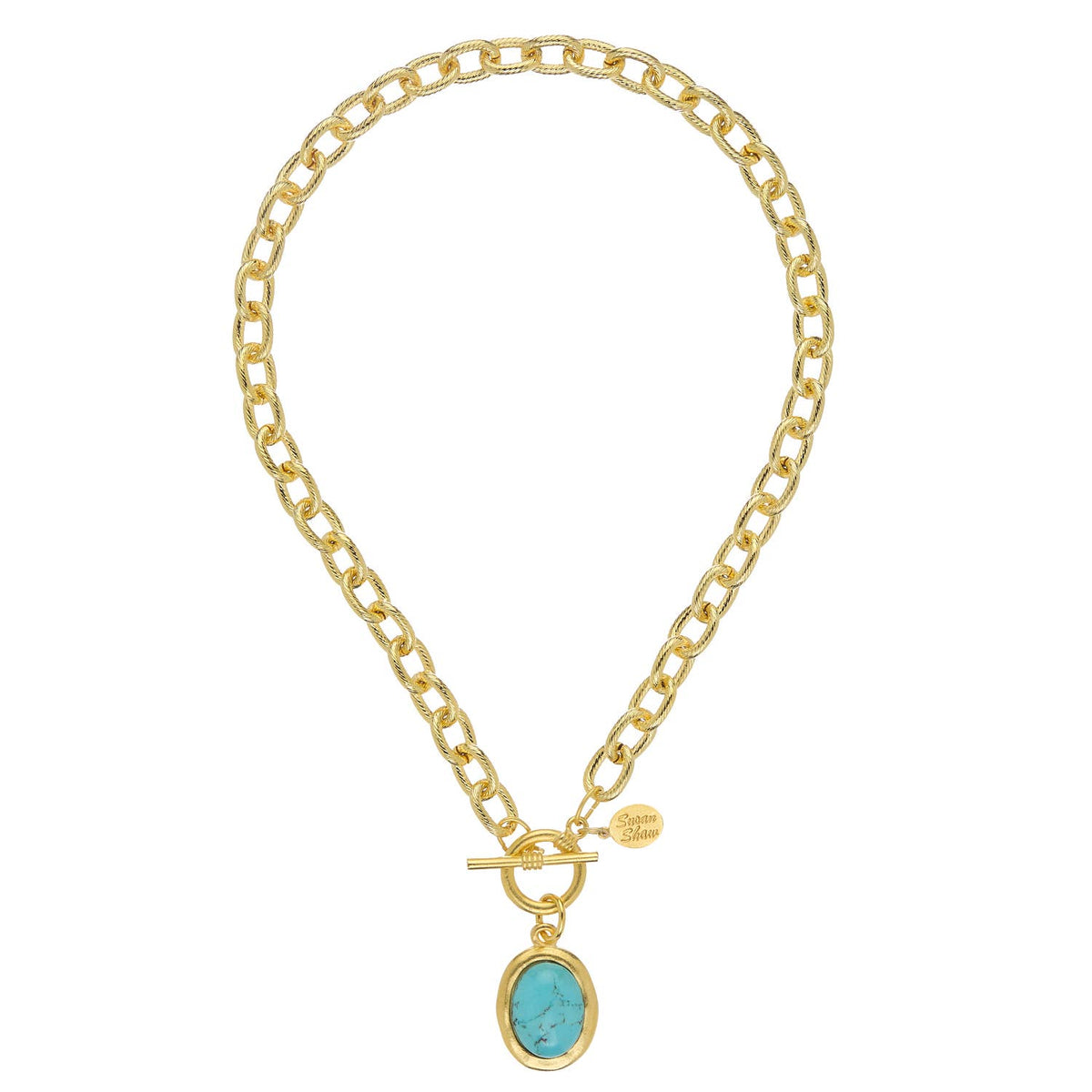 Turquoise Cabochon Toggle Necklace