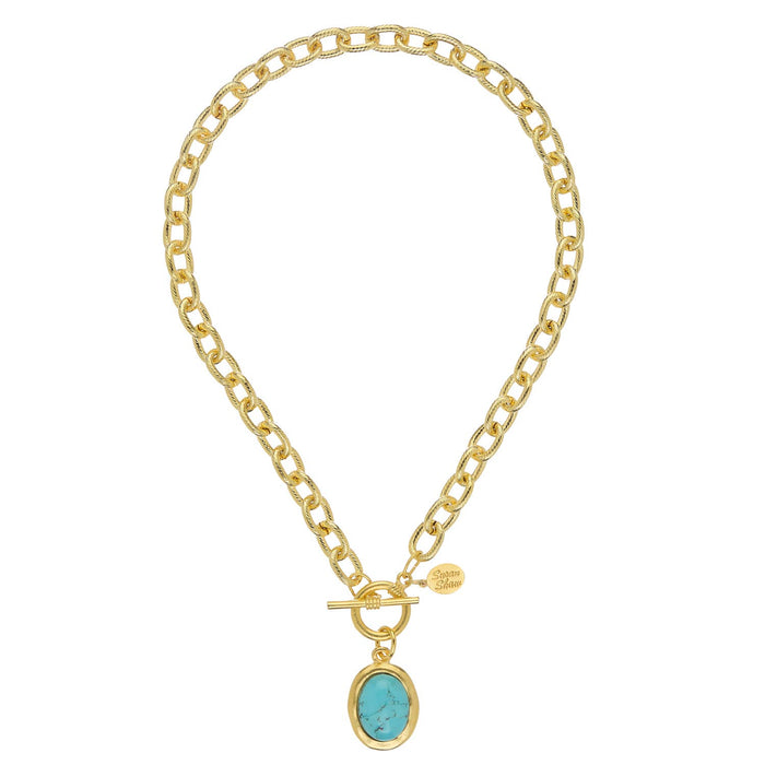 Turquoise Cabochon Toggle Necklace
