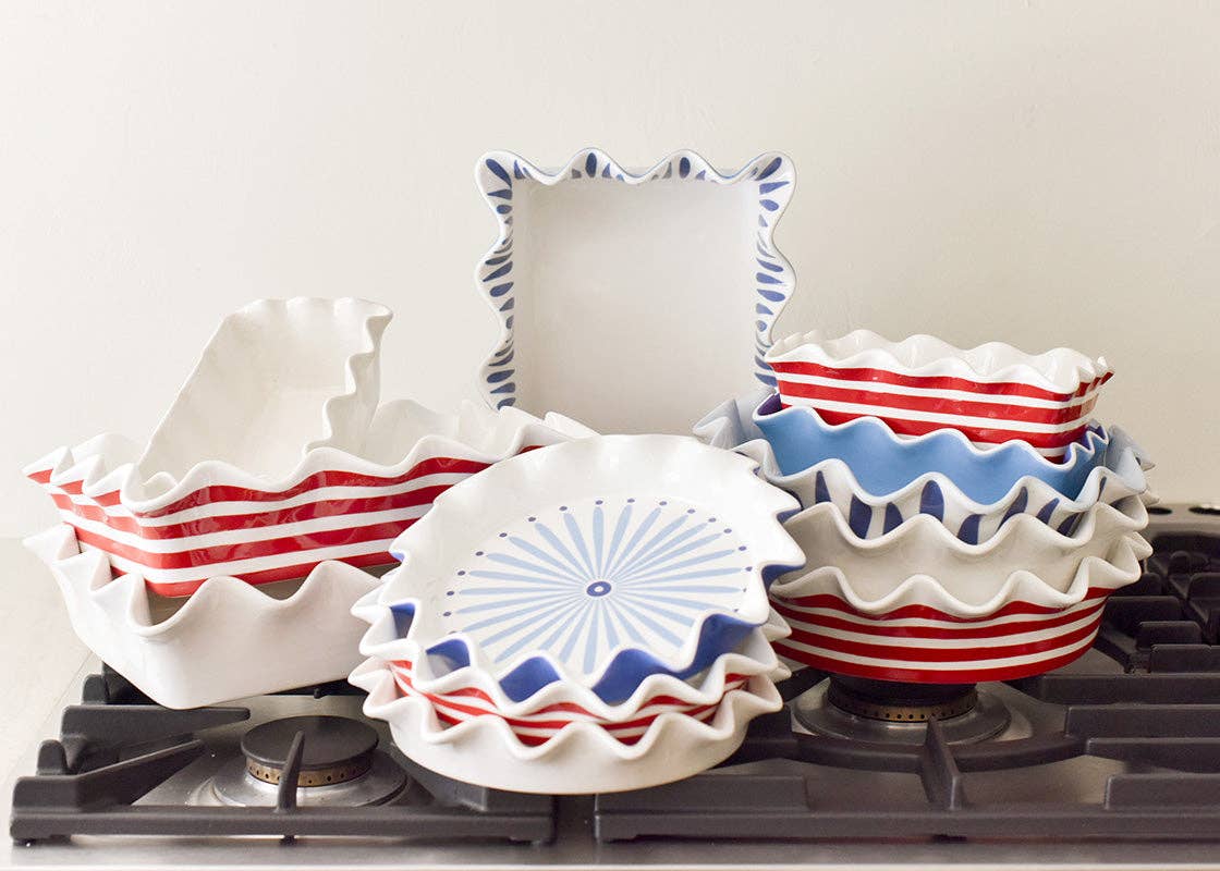 Red Stripe 13 Ruffle Casserole