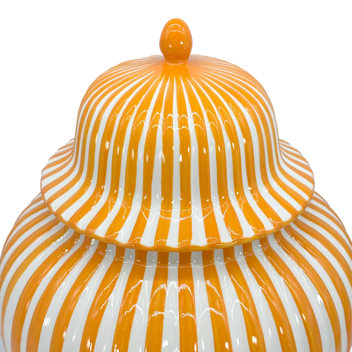 Orange & White Candy Cane Striped Ceramic Vase 18"