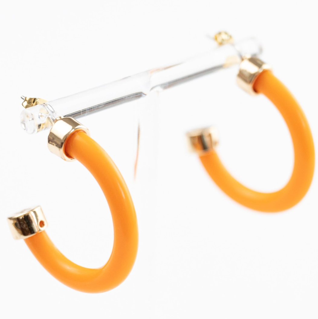 Bright Orange 1-Inch Lightweight Acrylic Hoop Earrings
