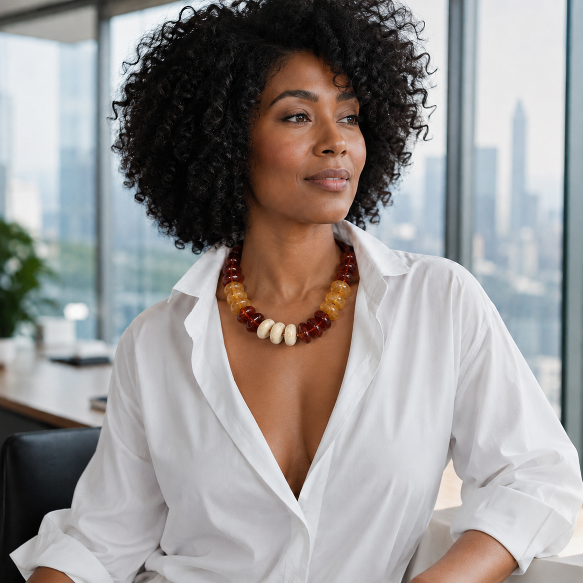 Mocha Mosaic Beaded Necklace