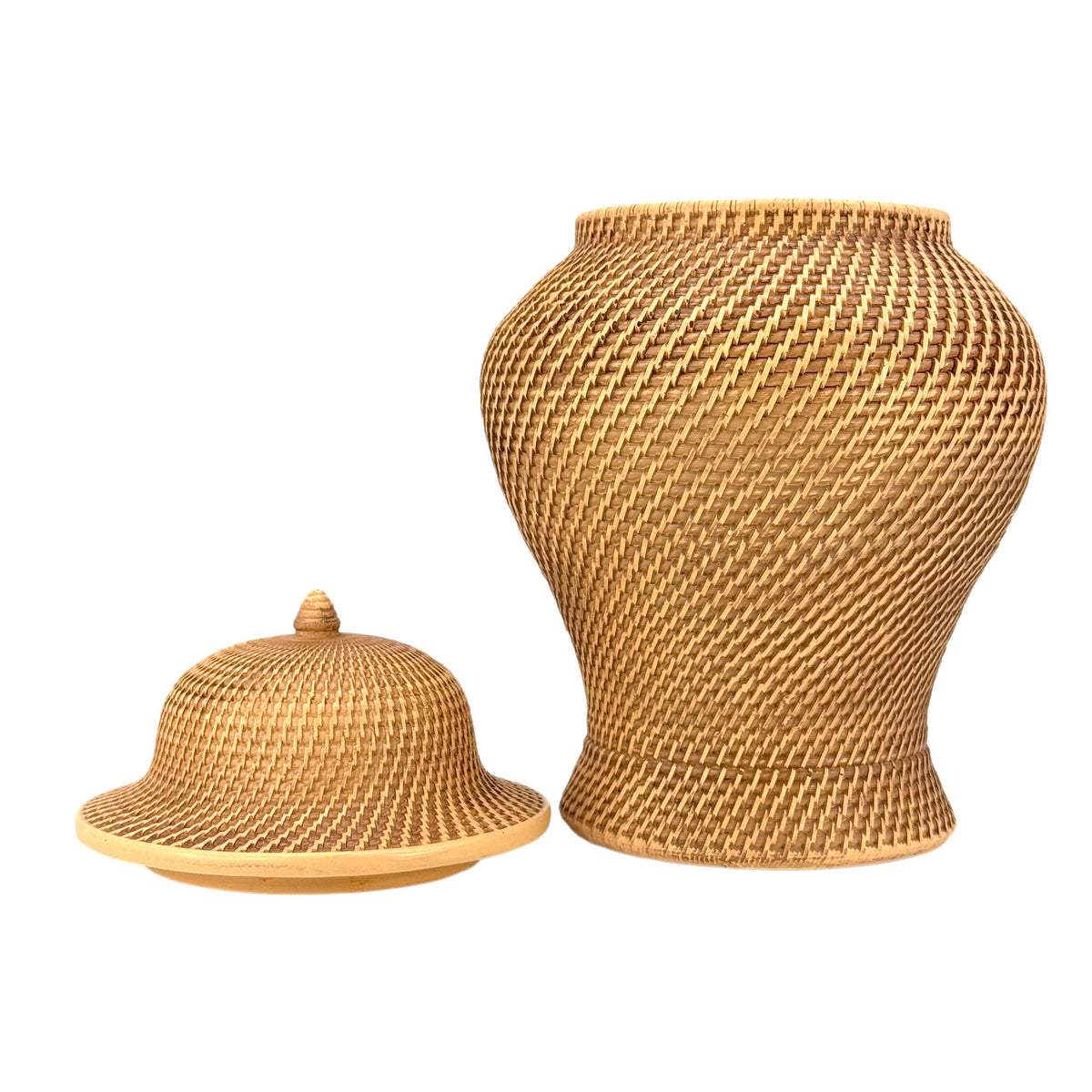 12" Ceramic Wicker Jar