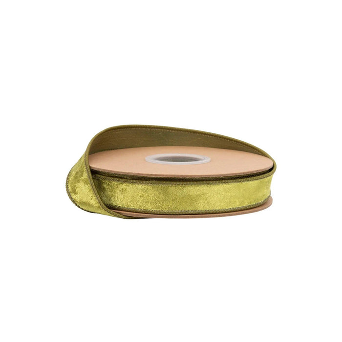 1" Wired Heritage Velvet Ribbon | Willow | 10 Yard Roll