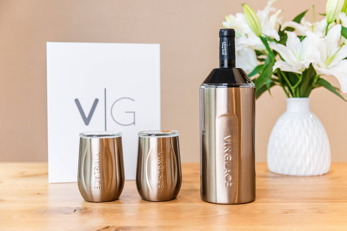 Copper Wine Gift Set with Glass Lined Wine Glass Pair