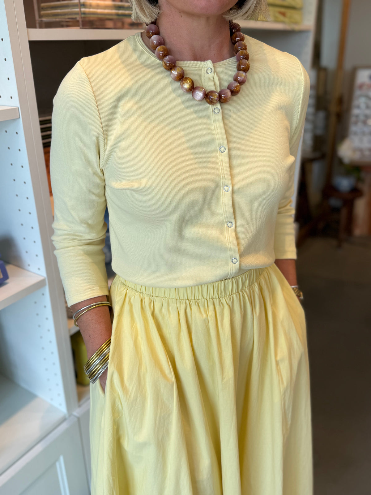 Lemon Cardigan Skirt Set