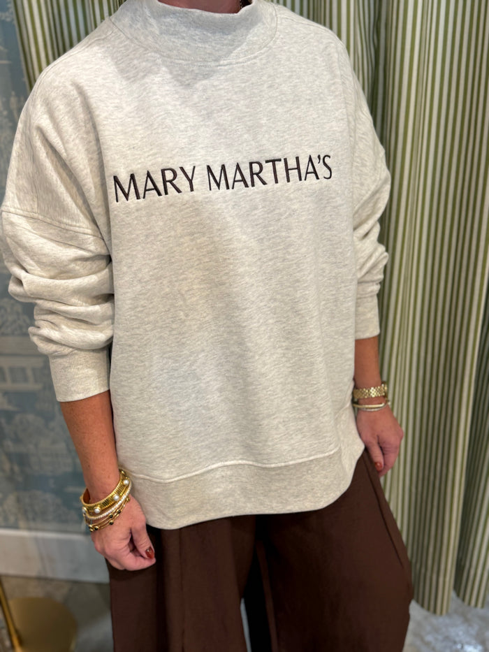 Mary Martha's Mockneck Embroidered Light Grey