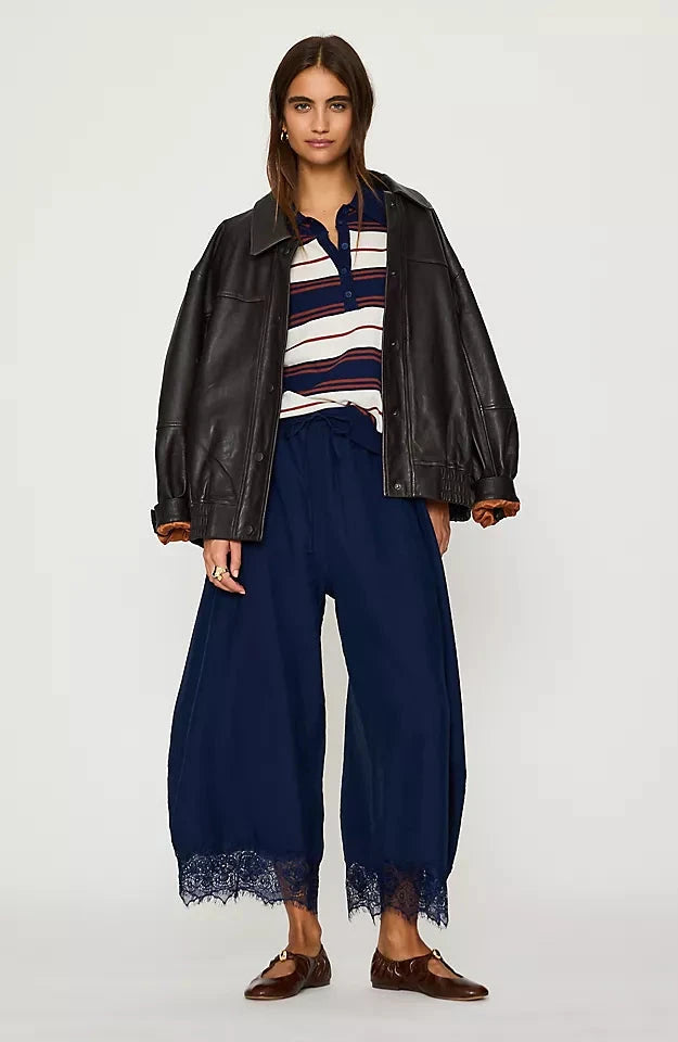 Midnight Lace Hem Wide Leg Pants