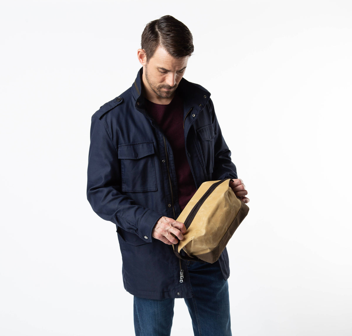 Waxed Dopp Kit: Olive