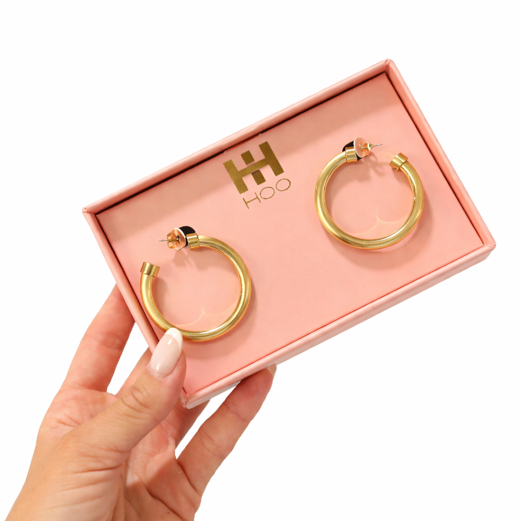 Brushed Gold Lightweight Hoop Earrings: Small